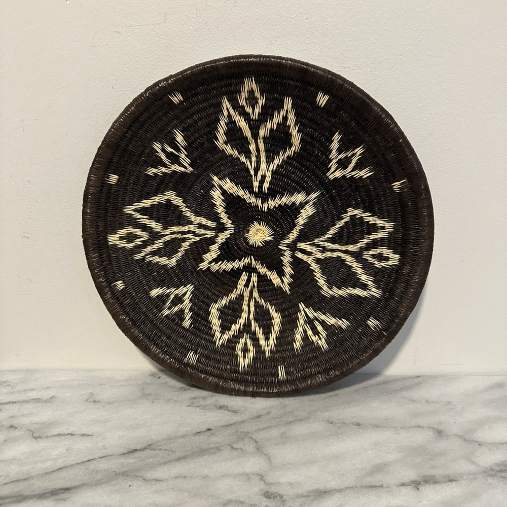 Ghana Handwoven Black and Cream Decorative Basket